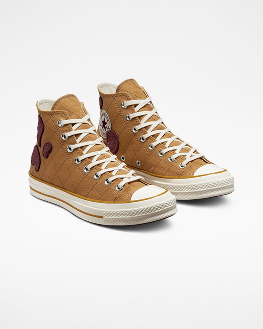 Dámské Boty Vysoké Converse Chuck 70 Crafted Patches Oranžové Tmavě Vínové | CZ FJ31H13